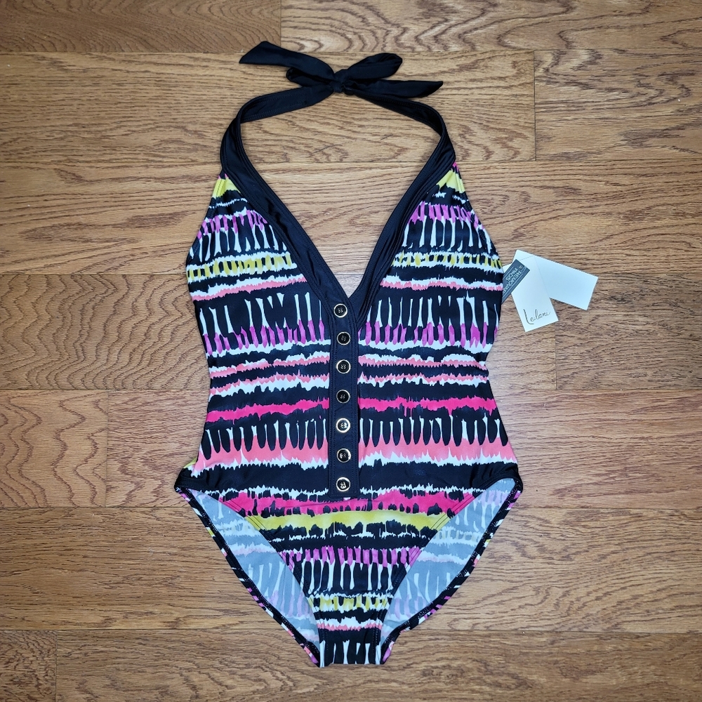 Leilani Deep V One Piece Swimsuit Size 6 NWT